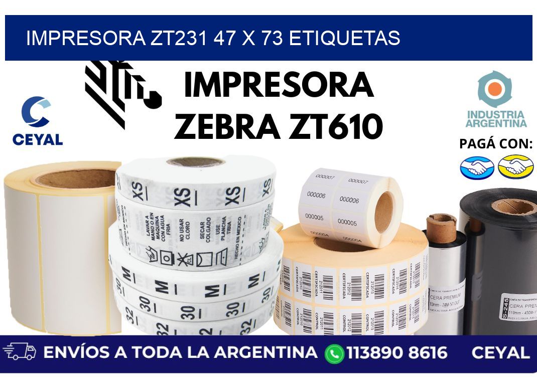 impresora zt231 47 x 73 etiquetas