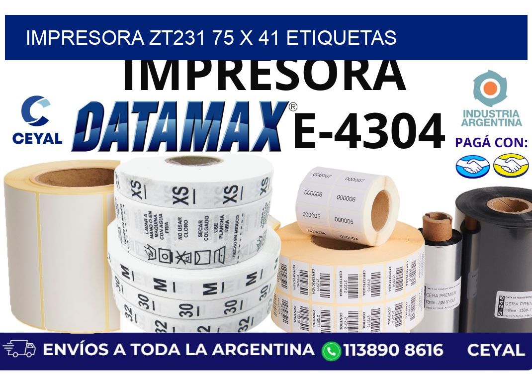 impresora zt231 75 x 41 etiquetas