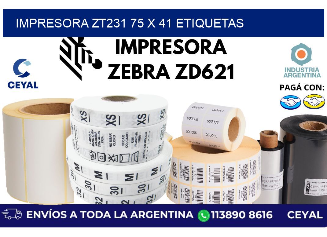 impresora zt231 75 x 41 etiquetas