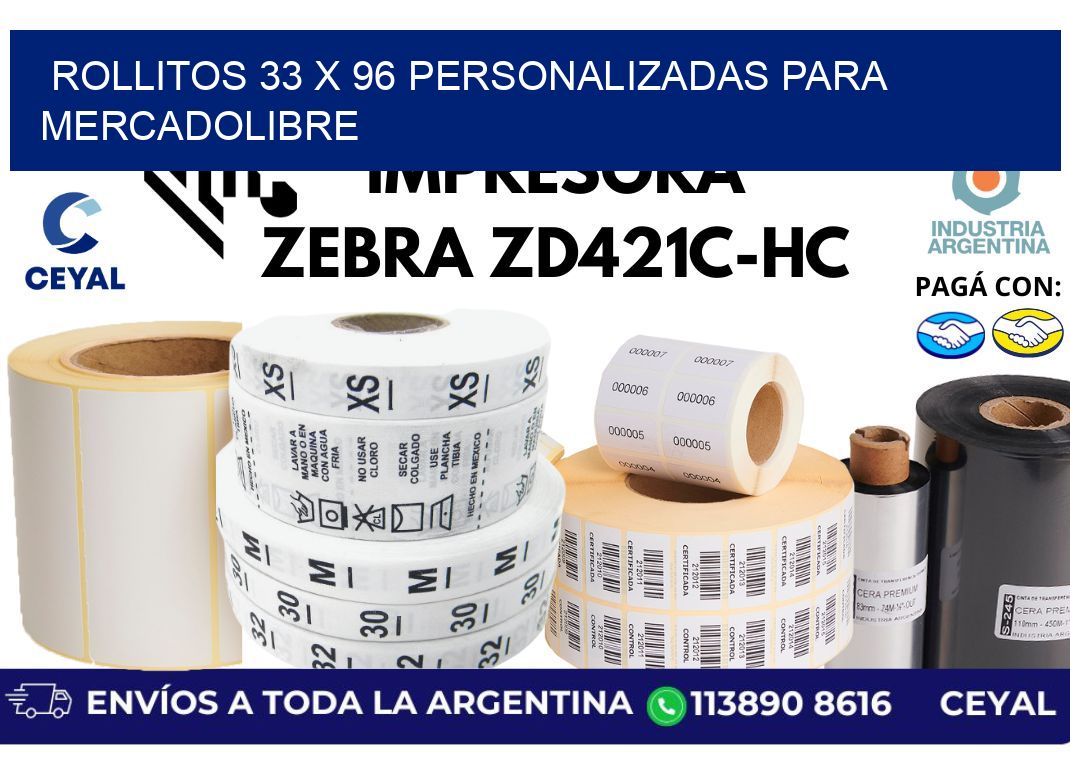 rollitos 33 x 96 personalizadas para mercadolibre