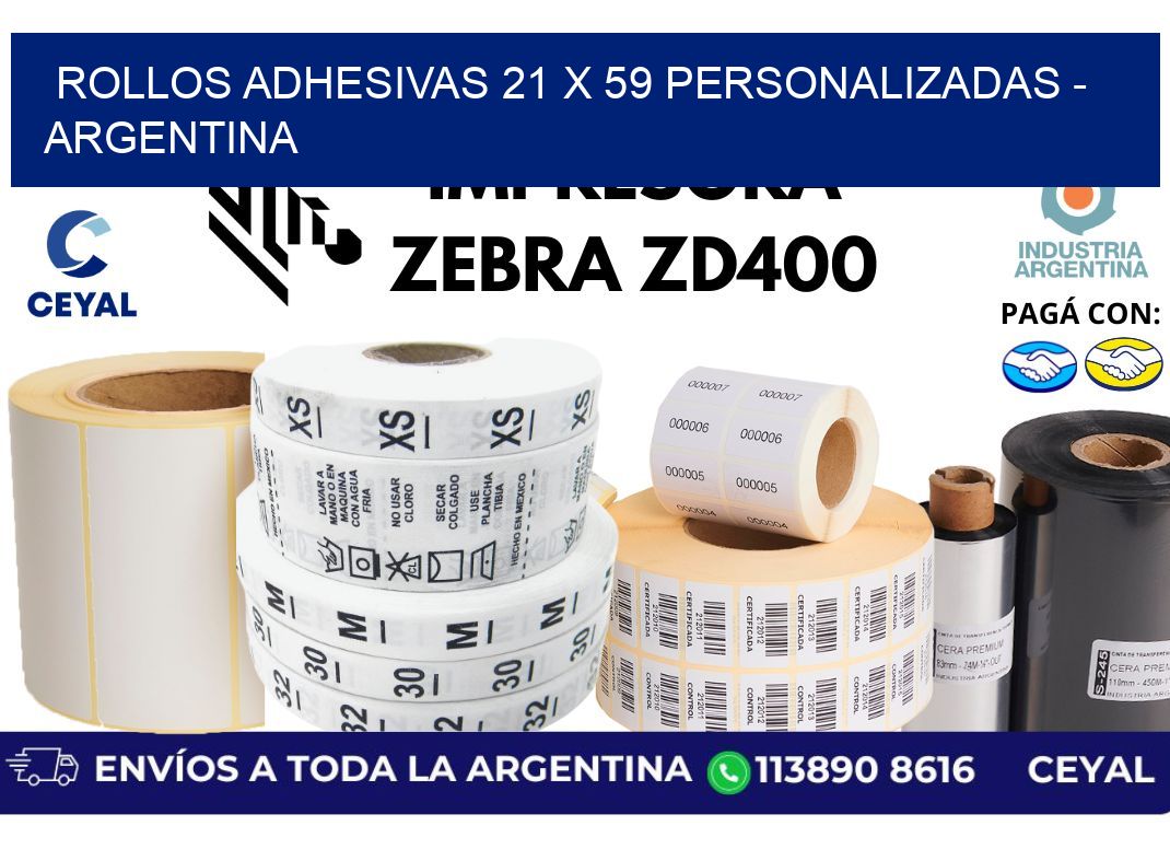 rollos adhesivas 21 x 59 personalizadas - Argentina