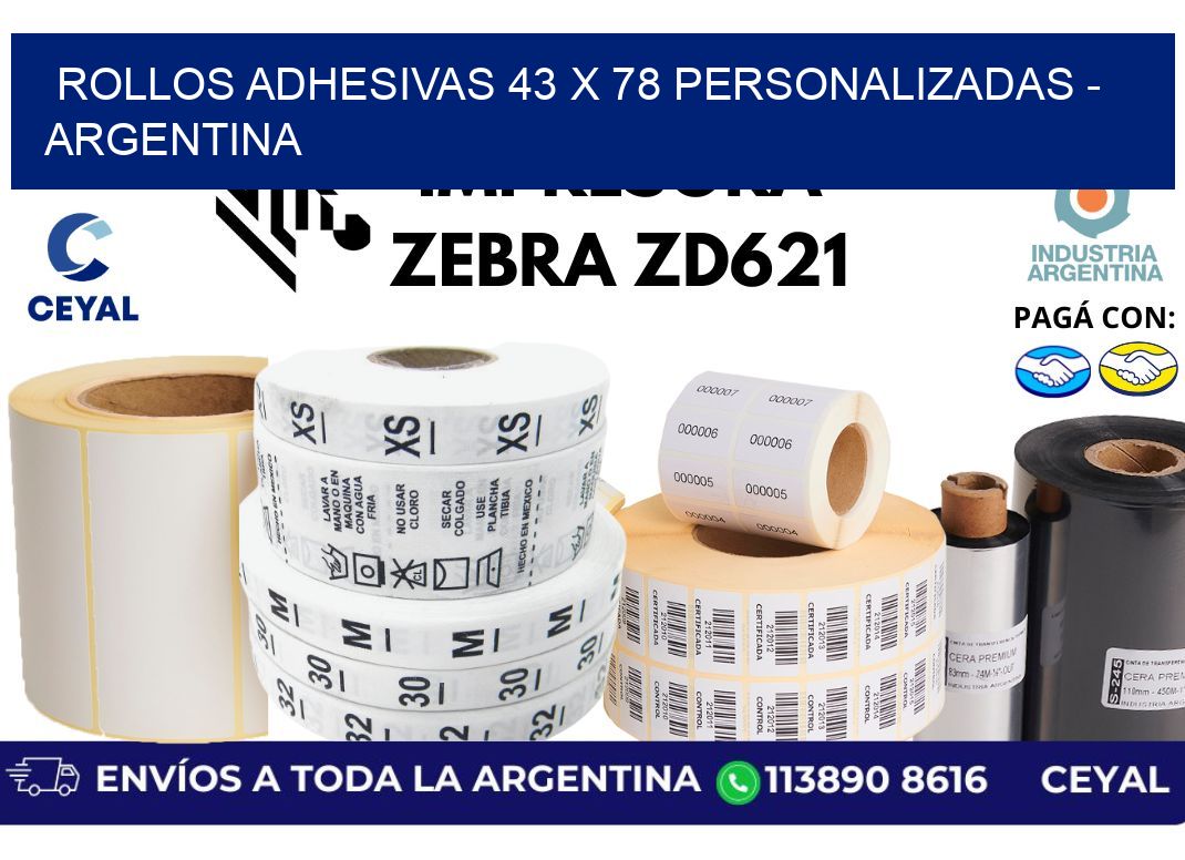 rollos adhesivas 43 x 78 personalizadas – Argentina