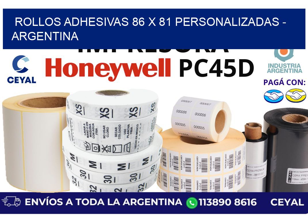 rollos adhesivas 86 x 81 personalizadas – Argentina