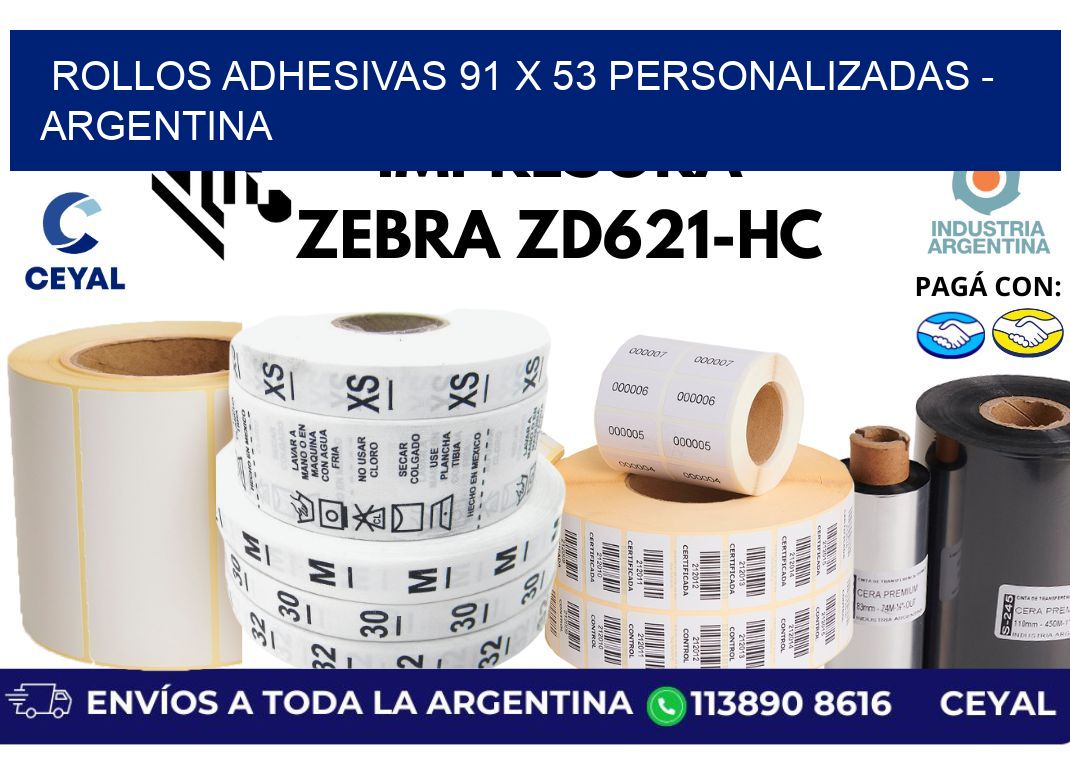 rollos adhesivas 91 x 53 personalizadas - Argentina
