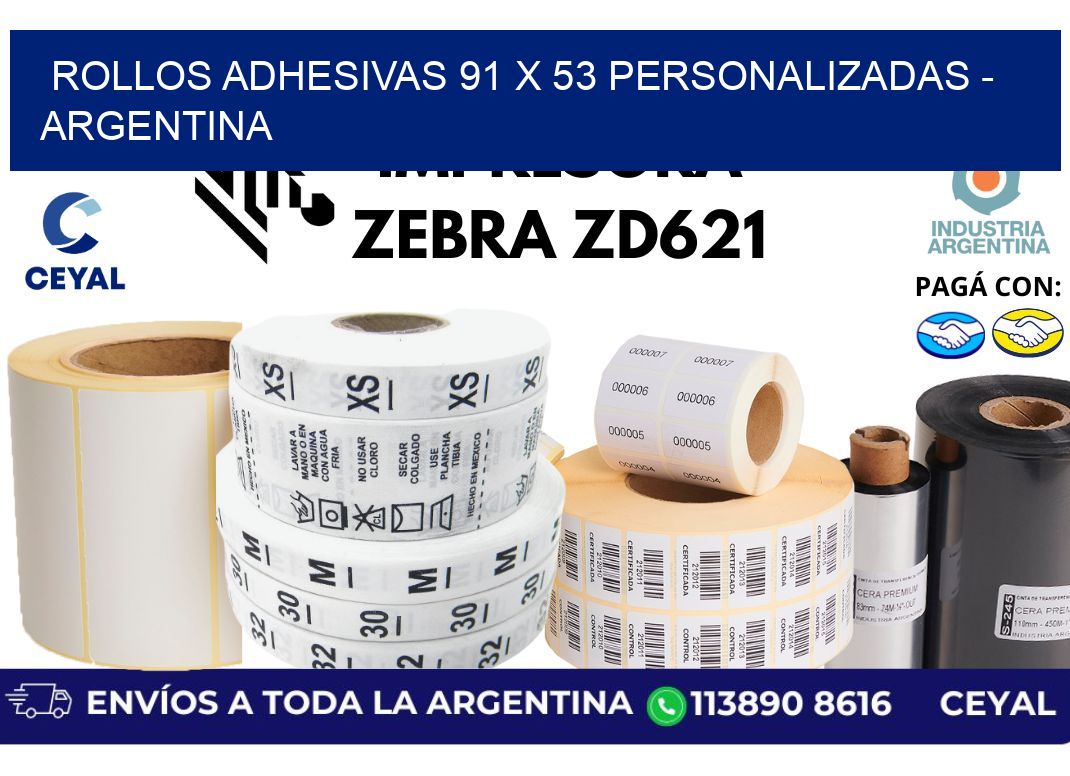 rollos adhesivas 91 x 53 personalizadas – Argentina