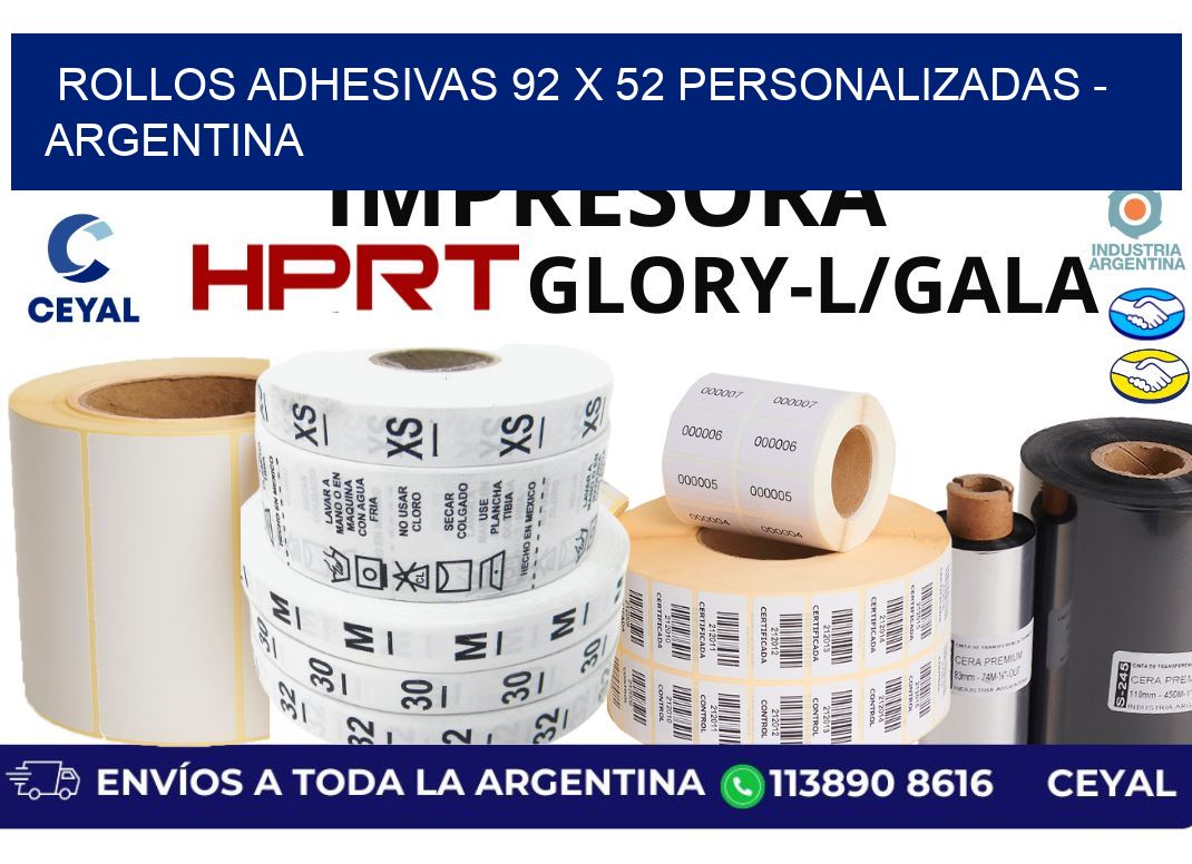 rollos adhesivas 92 x 52 personalizadas - Argentina