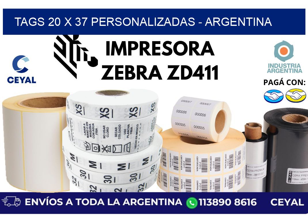 tags 20 x 37 personalizadas - Argentina