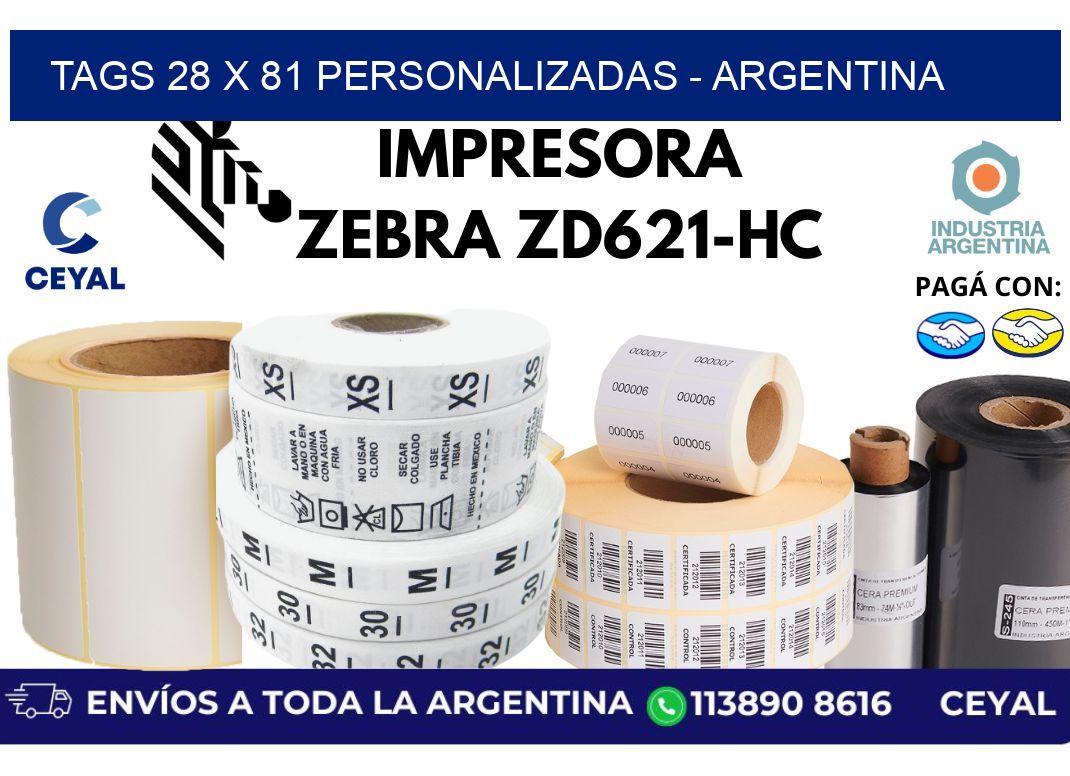 tags 28 x 81 personalizadas - Argentina