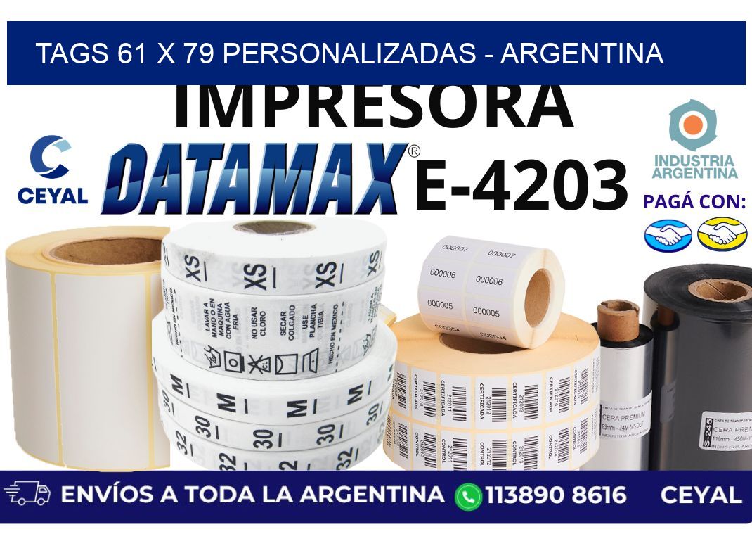 tags 61 x 79 personalizadas - Argentina