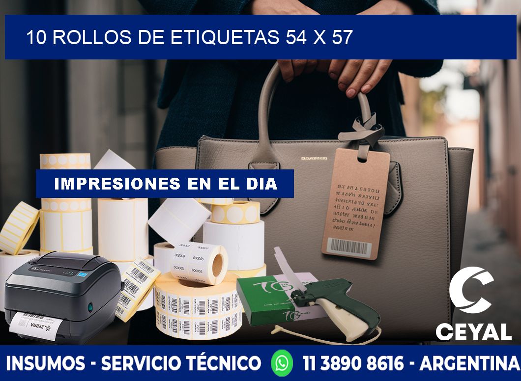 10 ROLLOS DE ETIQUETAS 54 x 57