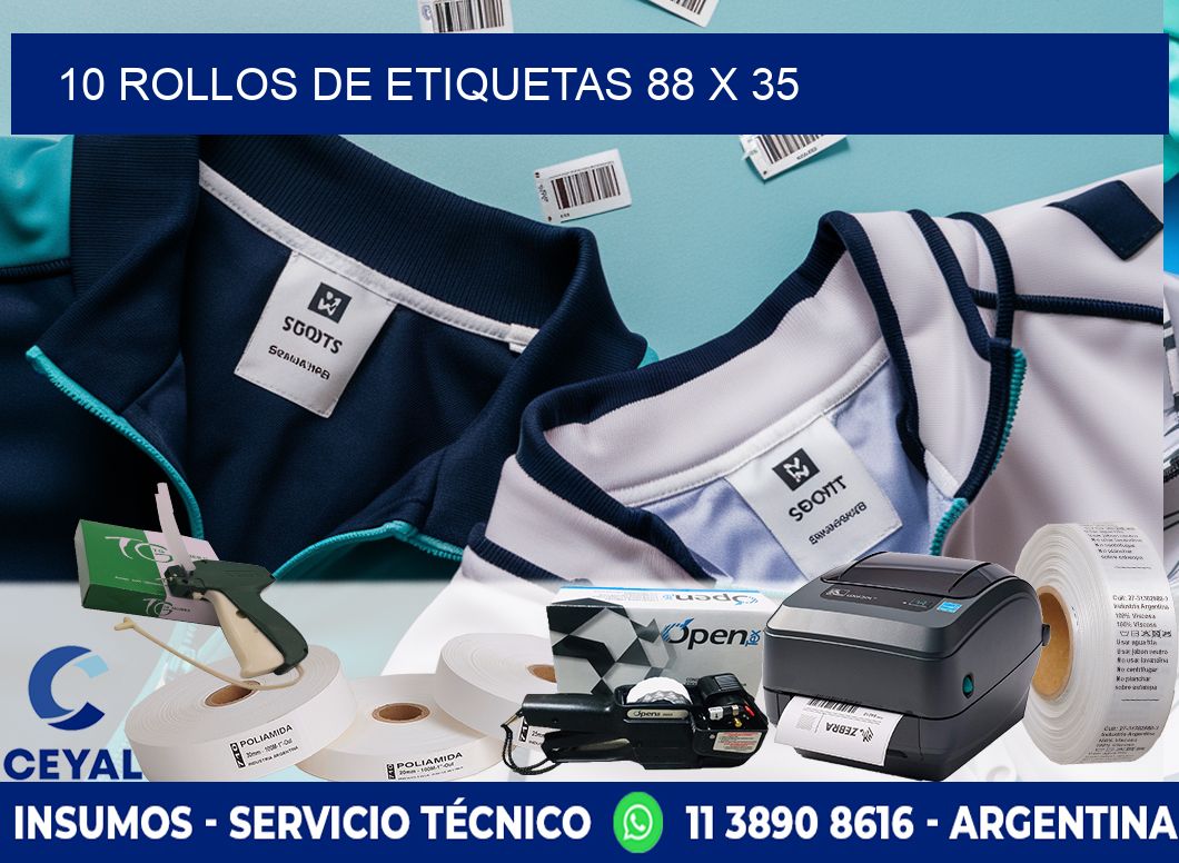 10 ROLLOS DE ETIQUETAS 88 x 35