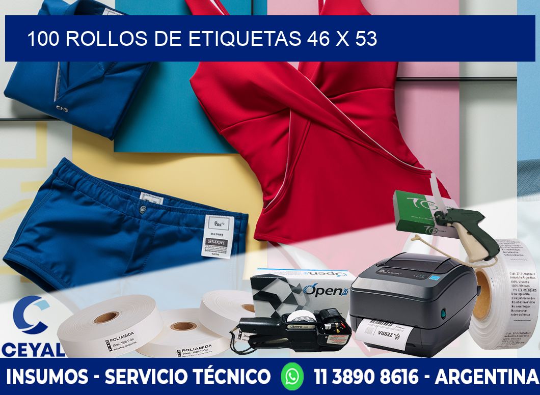100 ROLLOS DE ETIQUETAS 46 x 53