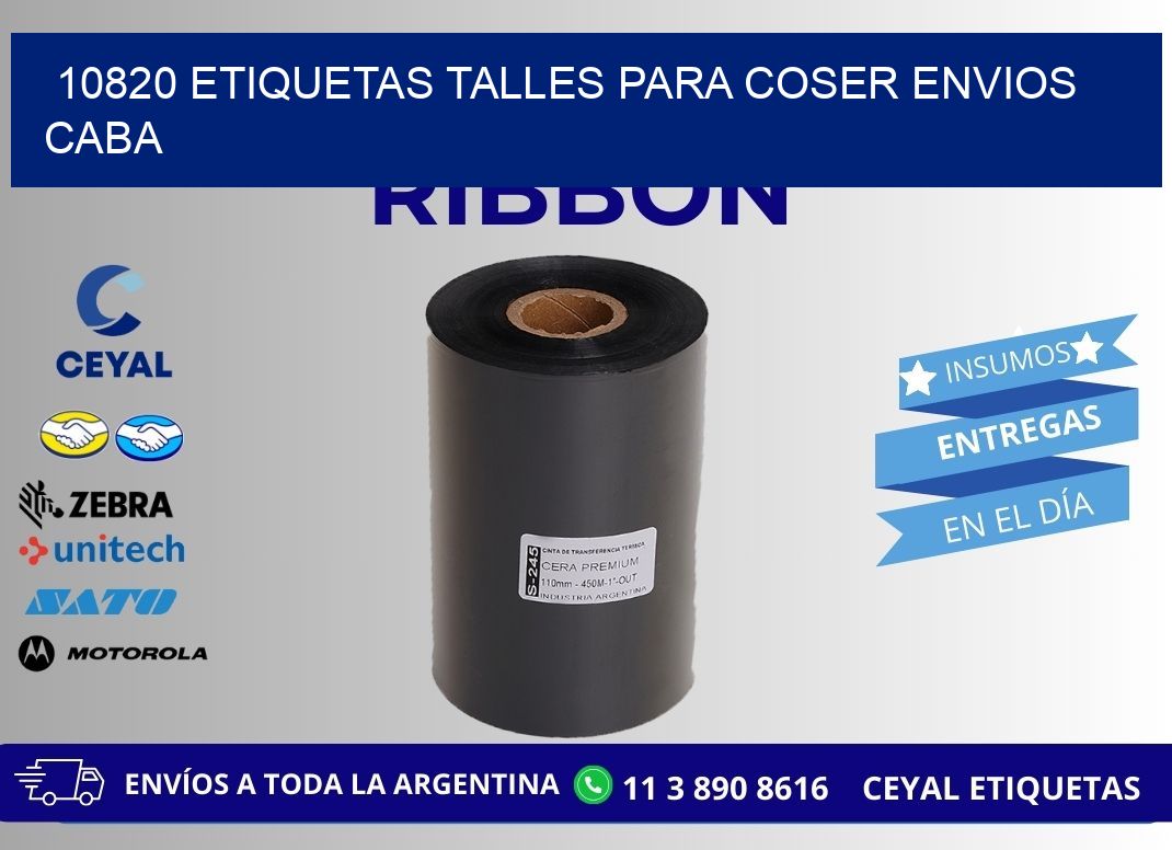 10820 ETIQUETAS TALLES PARA COSER ENVIOS CABA