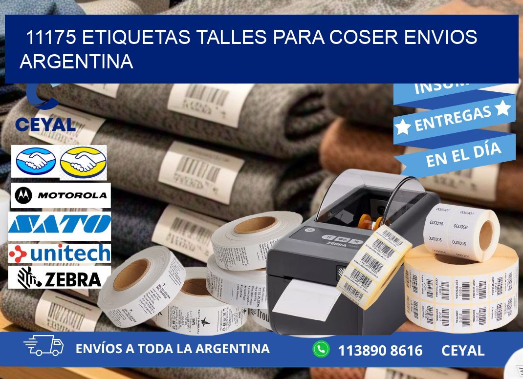 11175 ETIQUETAS TALLES PARA COSER ENVIOS ARGENTINA