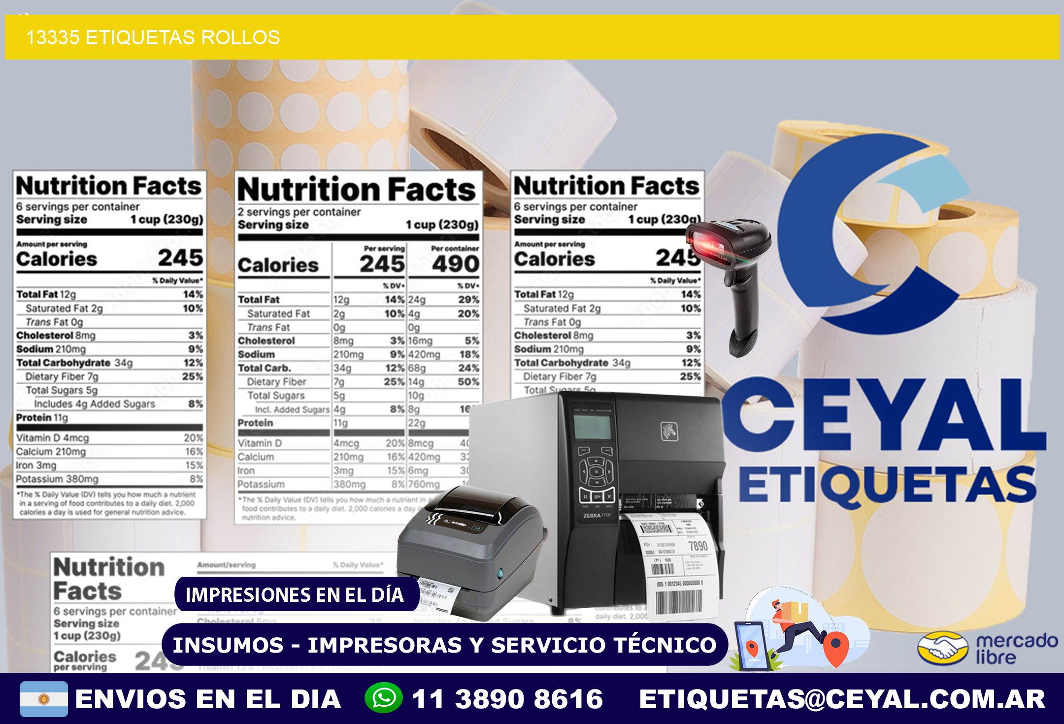 13335 etiquetas rollos
