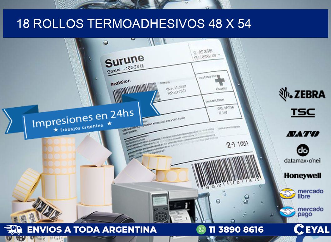 18 ROLLOS TERMOADHESIVOS 48 x 54
