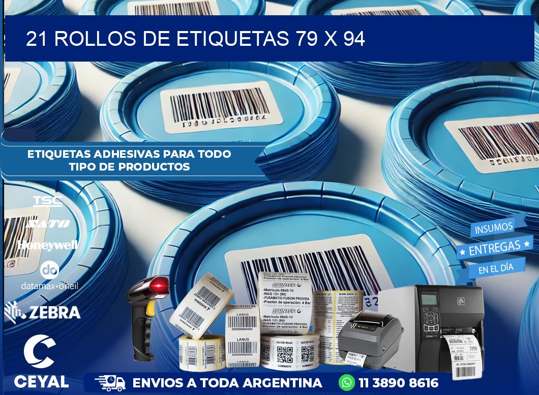 21 ROLLOS DE ETIQUETAS 79 x 94