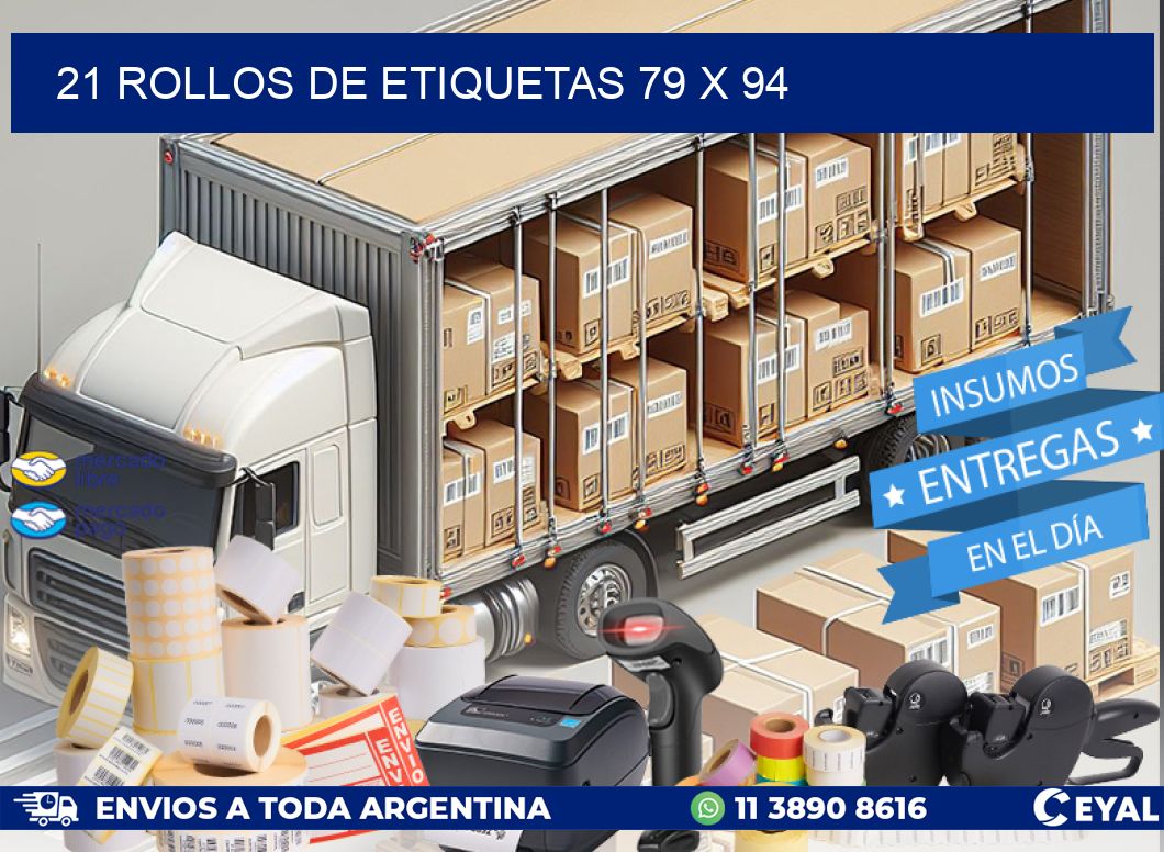 21 ROLLOS DE ETIQUETAS 79 x 94