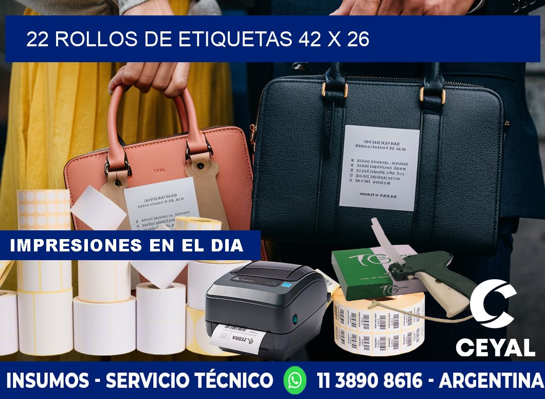 22 ROLLOS DE ETIQUETAS 42 x 26