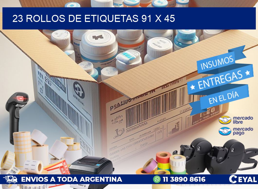 23 ROLLOS DE ETIQUETAS 91 x 45
