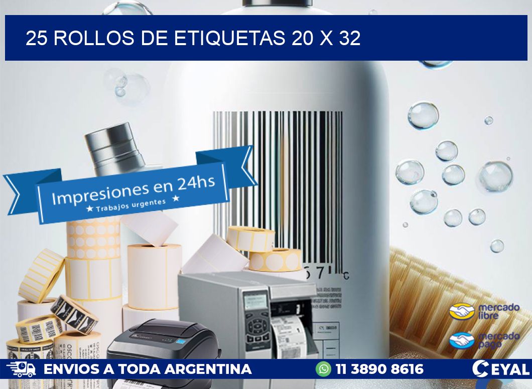 25 ROLLOS DE ETIQUETAS 20 x 32
