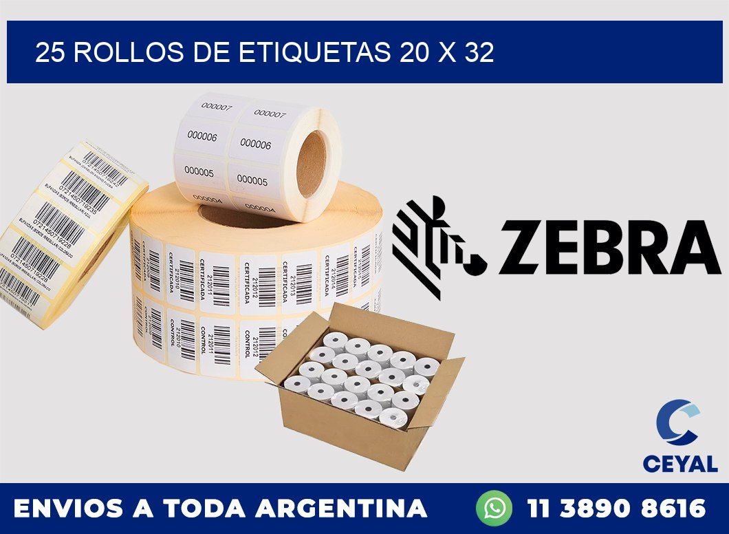 25 ROLLOS DE ETIQUETAS 20 x 32