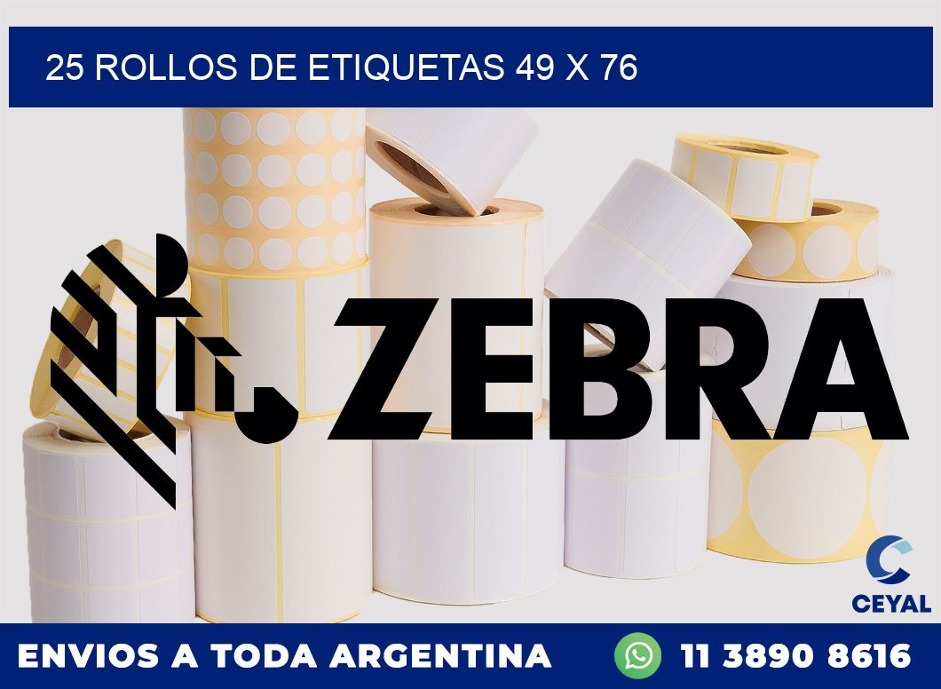 25 ROLLOS DE ETIQUETAS 49 x 76