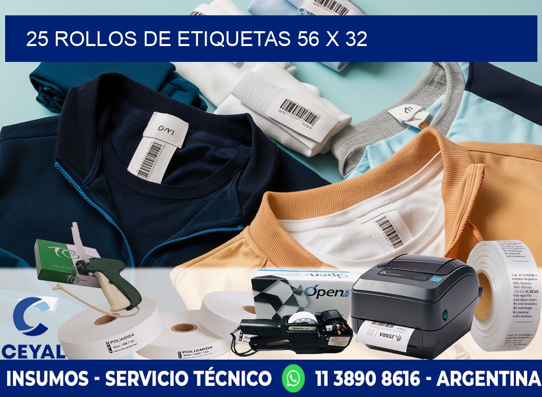 25 ROLLOS DE ETIQUETAS 56 x 32