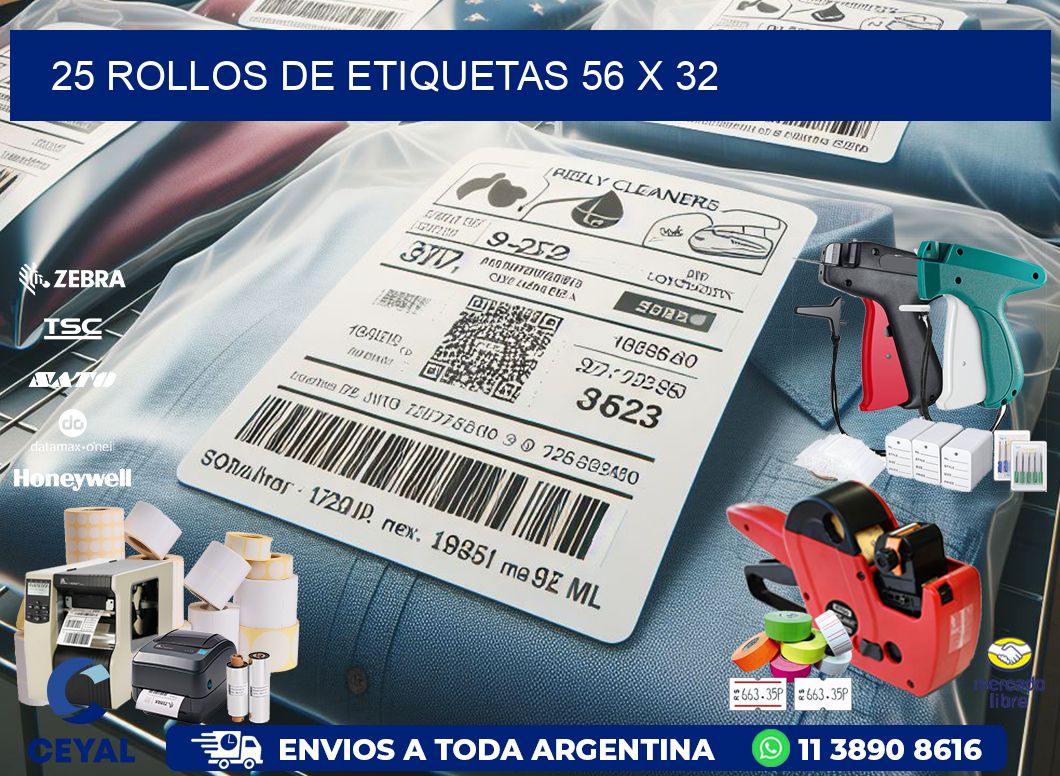 25 ROLLOS DE ETIQUETAS 56 x 32
