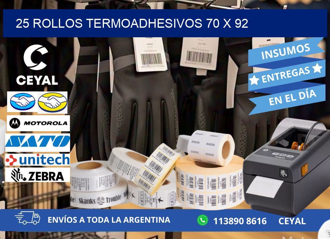 25 ROLLOS TERMOADHESIVOS 70 x 92