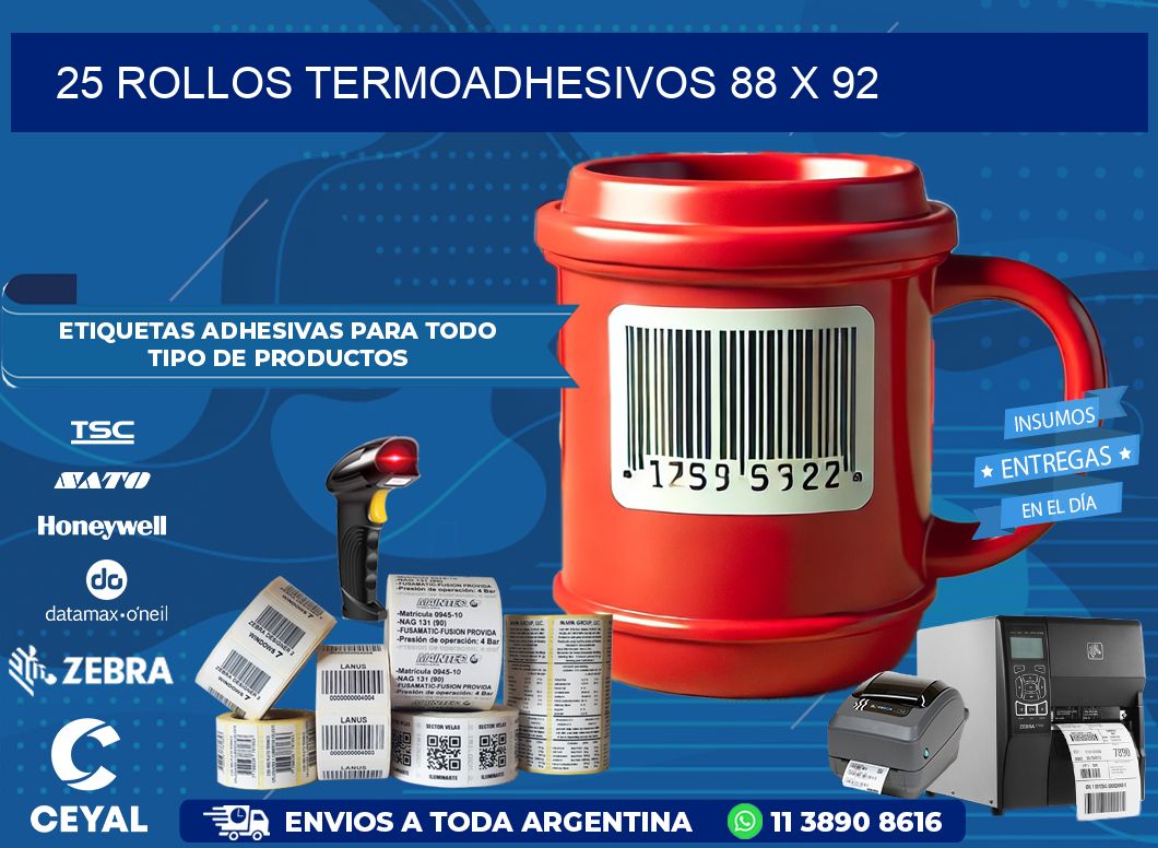 25 ROLLOS TERMOADHESIVOS 88 x 92