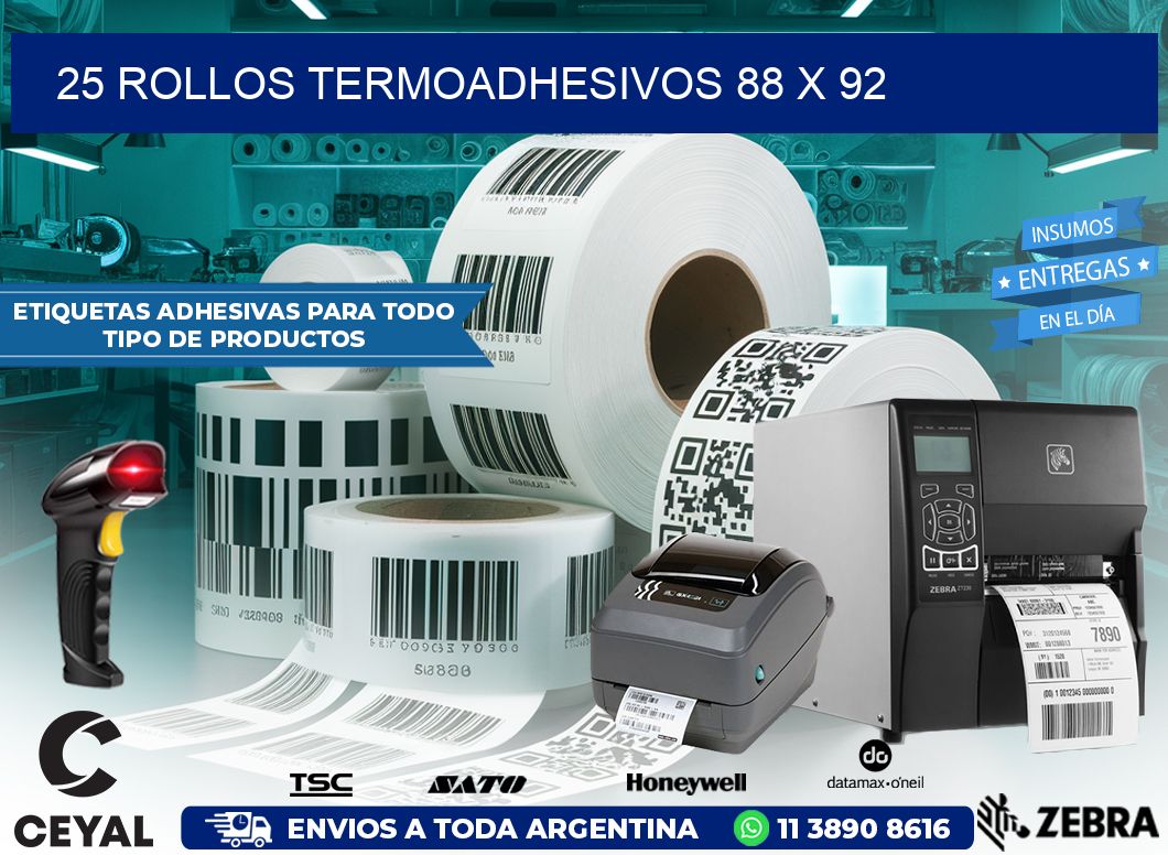 25 ROLLOS TERMOADHESIVOS 88 x 92