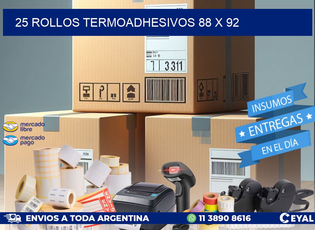 25 ROLLOS TERMOADHESIVOS 88 x 92