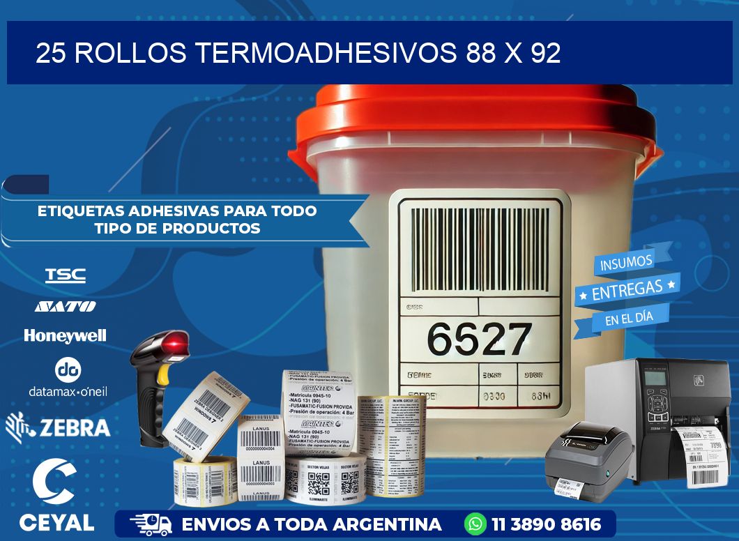 25 ROLLOS TERMOADHESIVOS 88 x 92