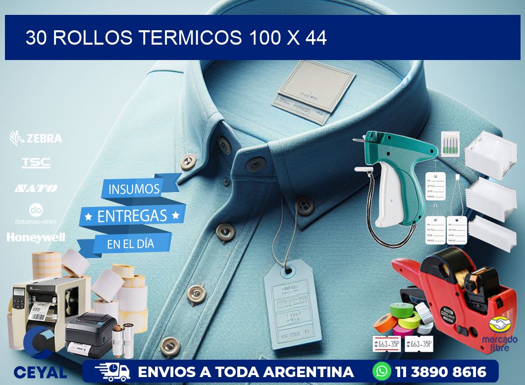 30 ROLLOS TERMICOS 100 x 44