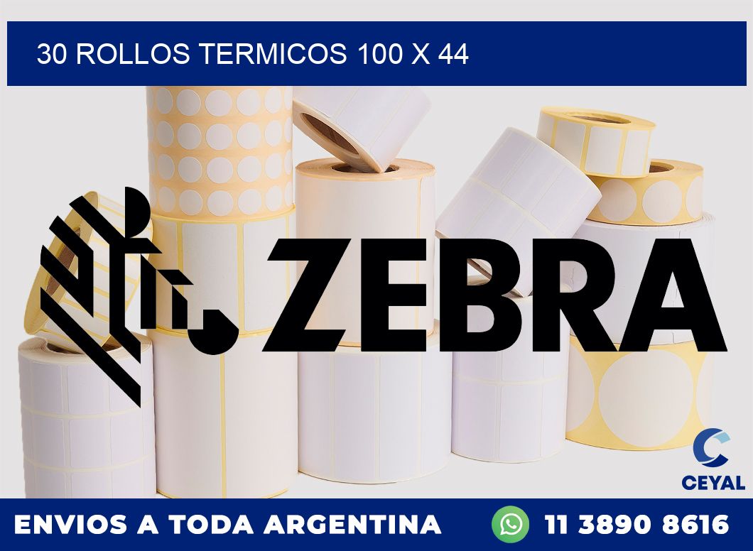 30 ROLLOS TERMICOS 100 x 44