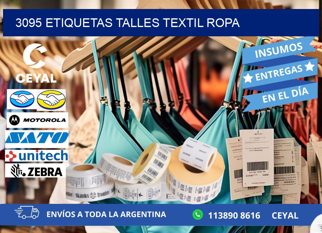 3095 ETIQUETAS TALLES TEXTIL ROPA
