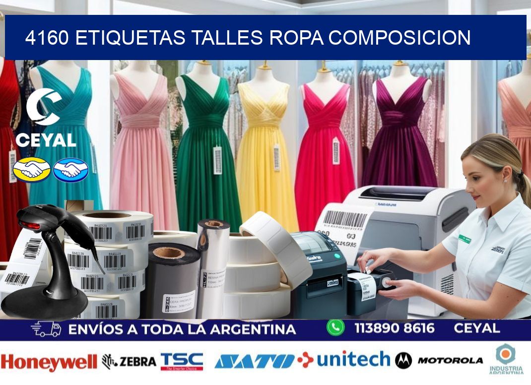 4160 ETIQUETAS TALLES ROPA COMPOSICION
