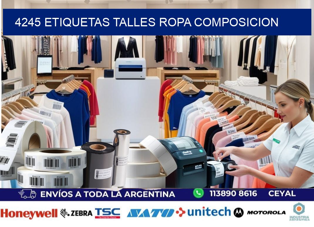 4245 ETIQUETAS TALLES ROPA COMPOSICION
