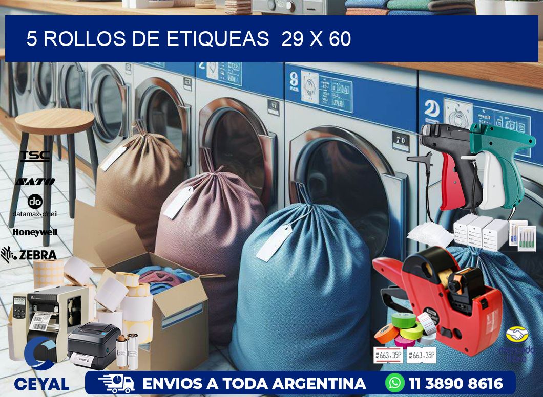 5 ROLLOS DE ETIQUEAS  29 x 60
