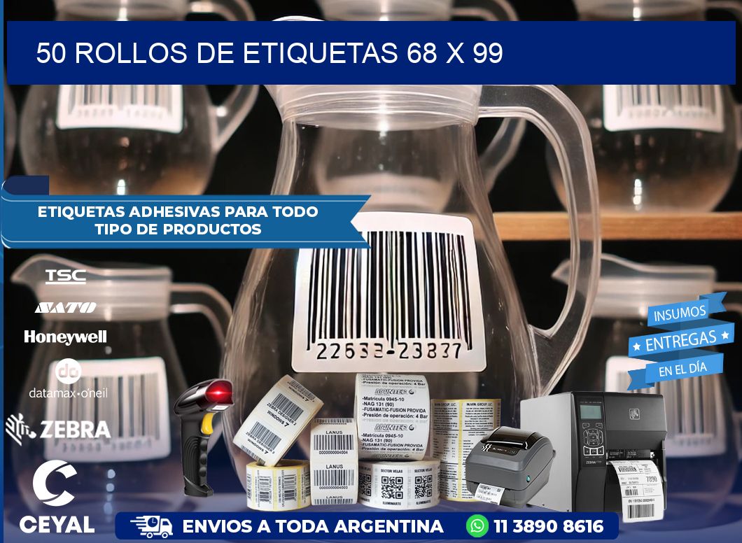 50 ROLLOS DE ETIQUETAS 68 x 99