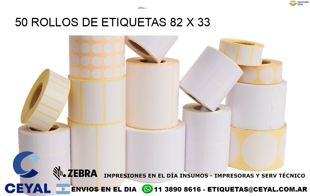 50 ROLLOS DE ETIQUETAS 82 x 33