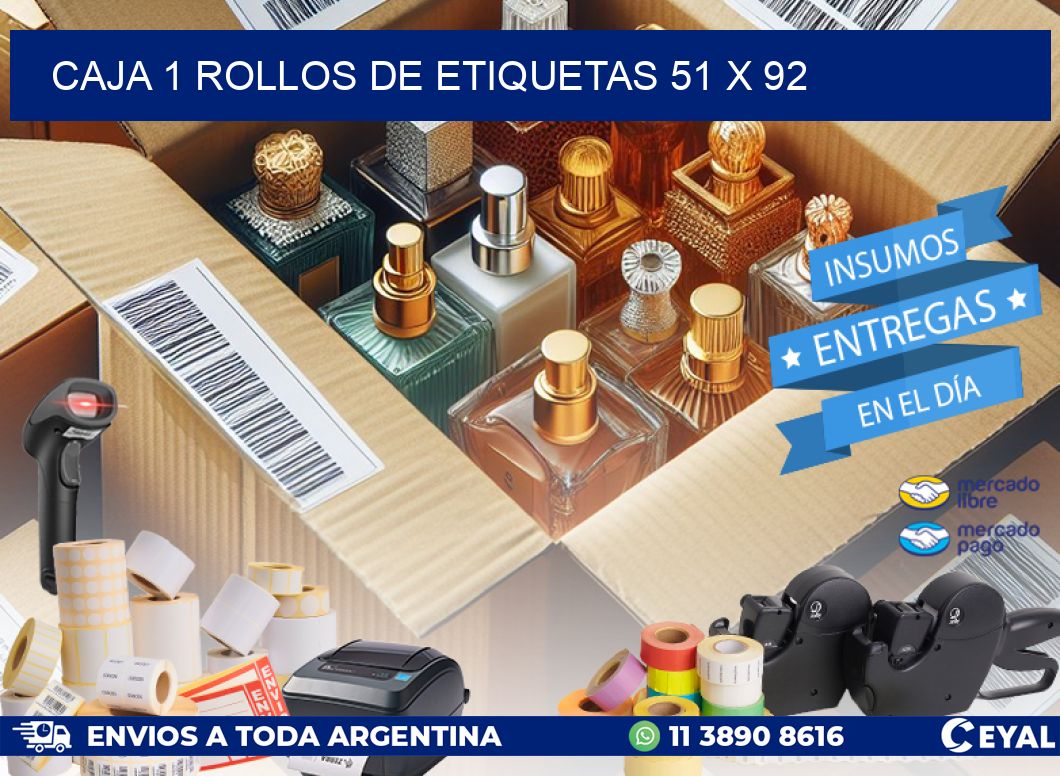 CAJA 1 ROLLOS DE ETIQUETAS 51 x 92
