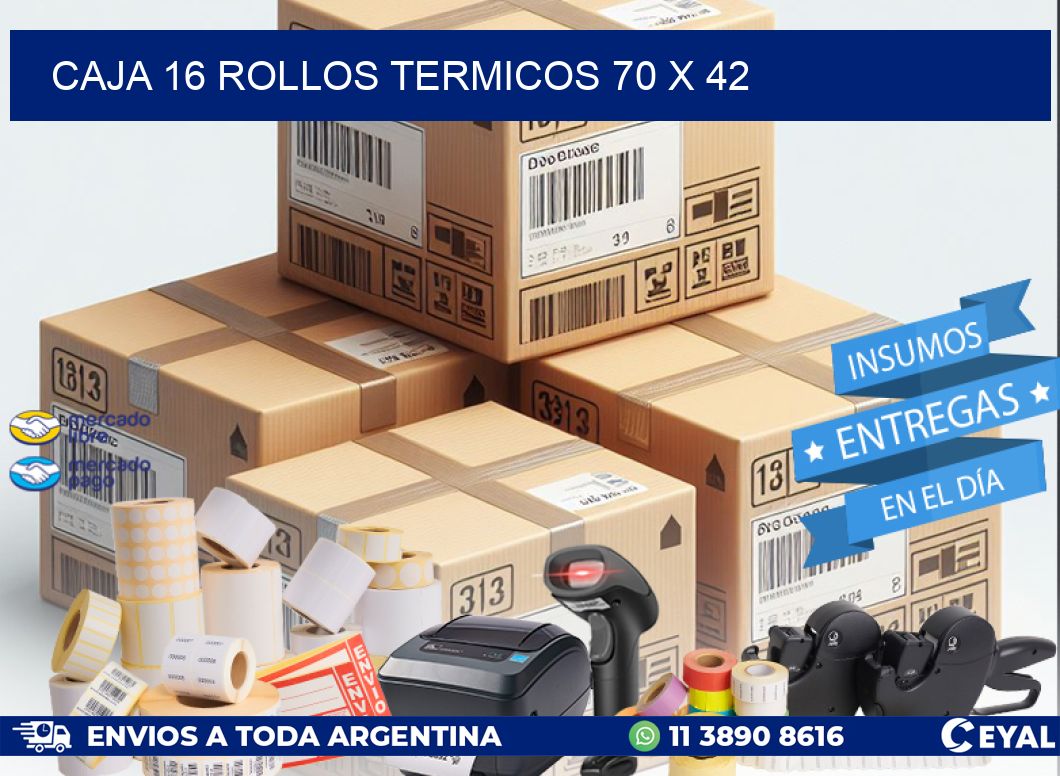 CAJA 16 ROLLOS TERMICOS 70 x 42