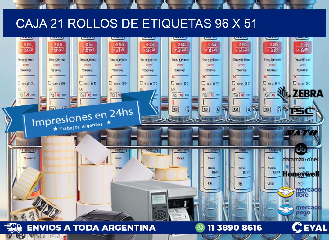 CAJA 21 ROLLOS DE ETIQUETAS 96 x 51