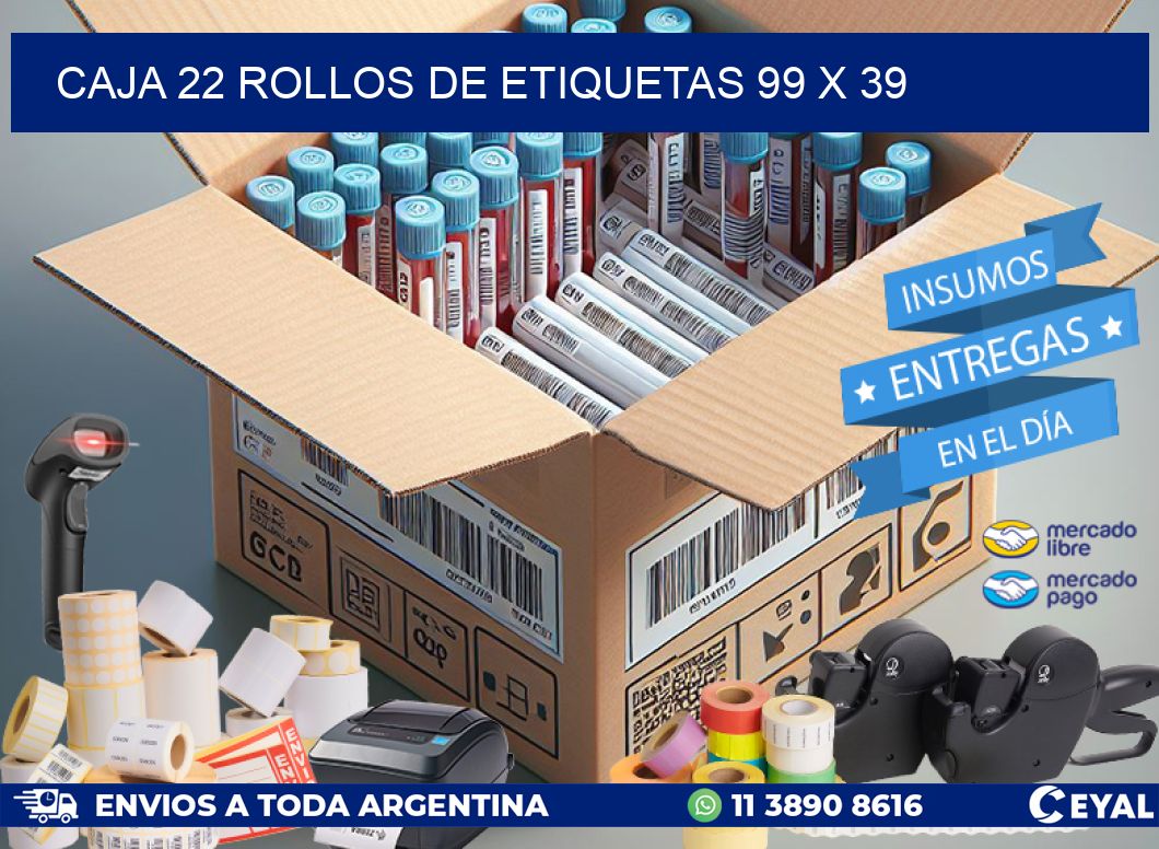 CAJA 22 ROLLOS DE ETIQUETAS 99 x 39