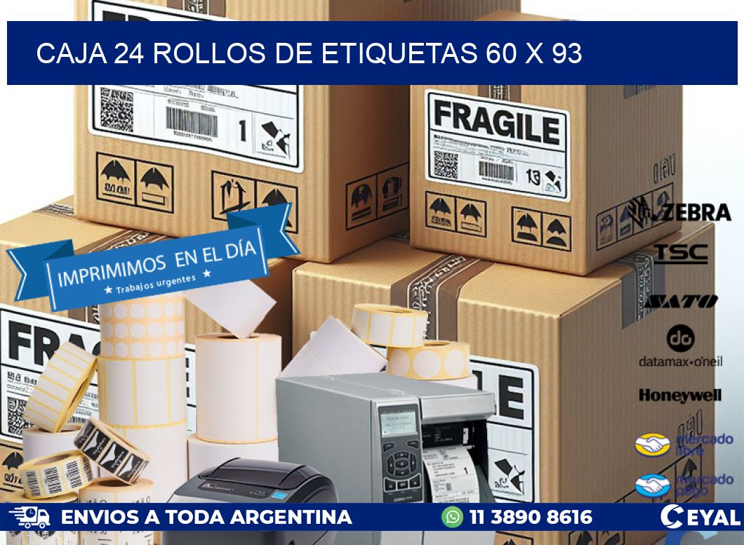 CAJA 24 ROLLOS DE ETIQUETAS 60 x 93