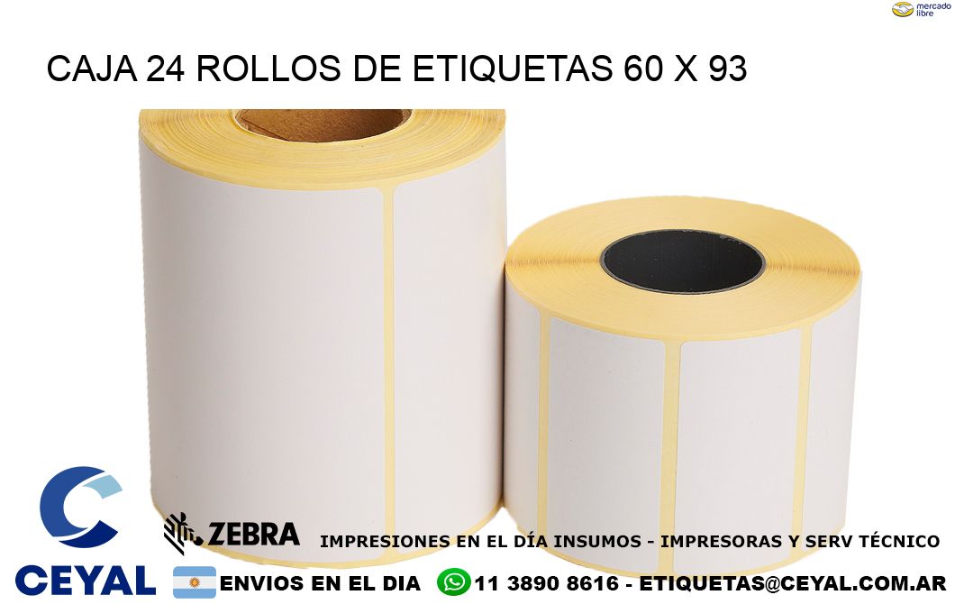 CAJA 24 ROLLOS DE ETIQUETAS 60 x 93
