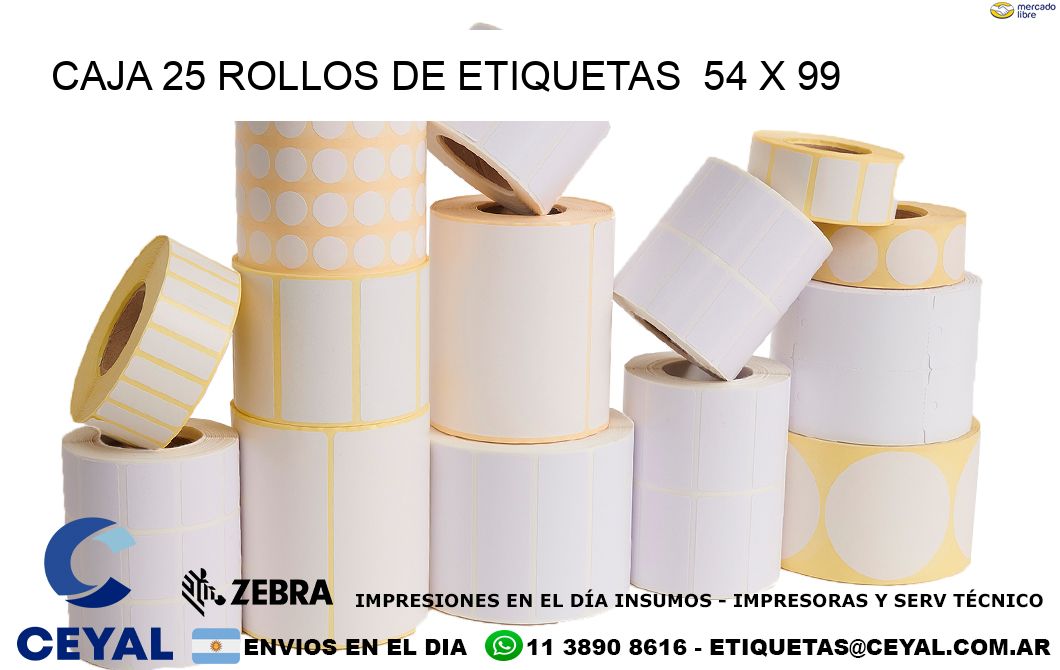 CAJA 25 ROLLOS DE ETIQUETAS  54 x 99
