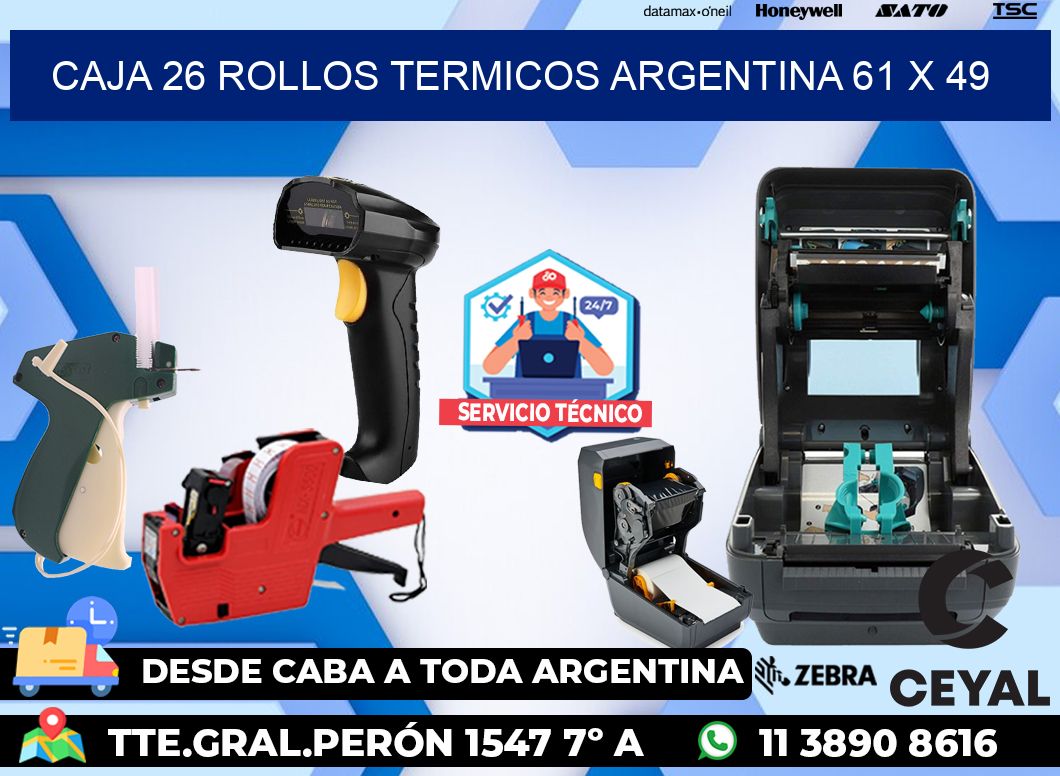 CAJA 26 ROLLOS TERMICOS ARGENTINA 61 x 49